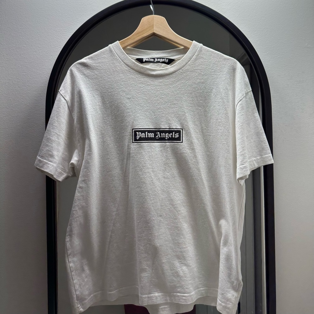 Palm Angels Box Logo Tee in white Medium